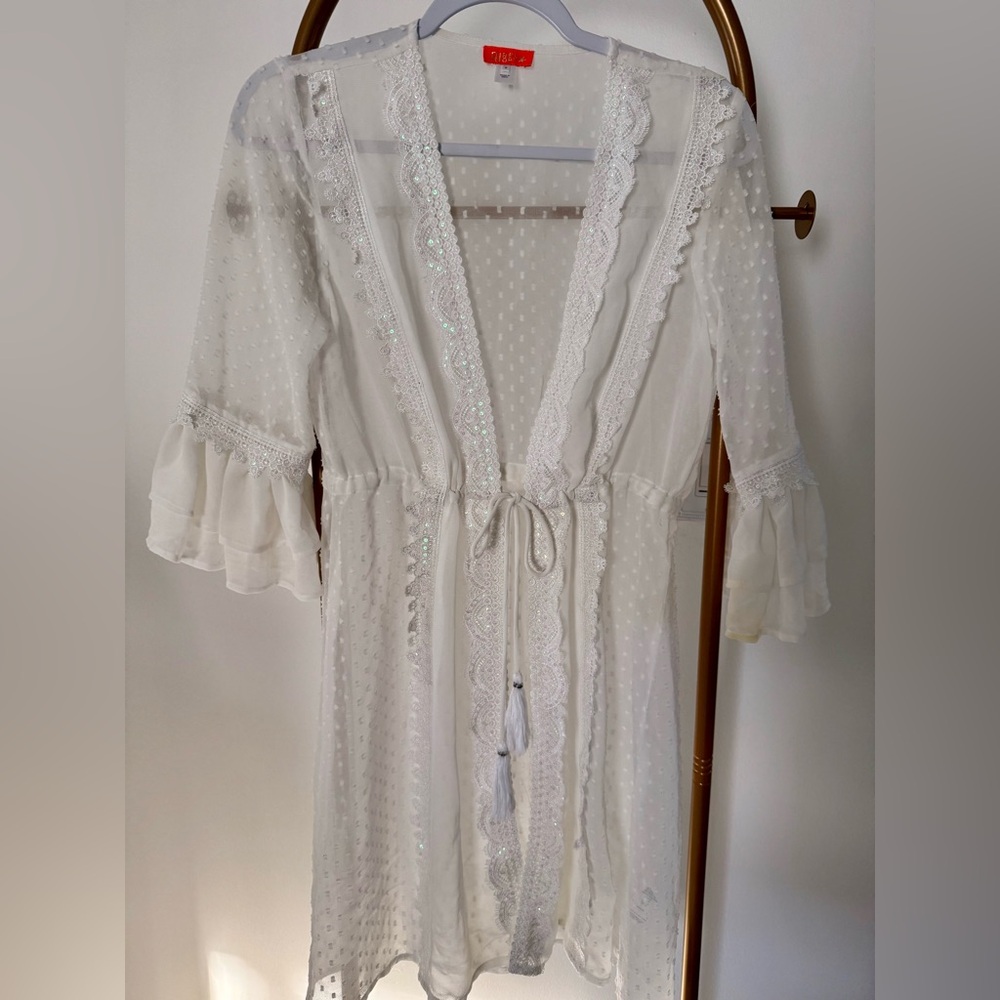 River Island White Sheer Lace Coverup